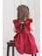 Kız Bebek Bordo Cherry Fiyonklu Fırfırlı Elbise Toka Takım 1