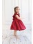 Kız Bebek Bordo Cherry Fiyonklu Fırfırlı Elbise Toka Takım 2