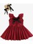 Kız Bebek Bordo Cherry Fiyonklu Fırfırlı Elbise Toka Takım 3