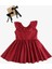 Kız Bebek Bordo Cherry Fiyonklu Fırfırlı Elbise Toka Takım 4