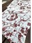 Bordo Çiçekli Pileli Runner - Dekoratif Runner - Keten Pileli Runner 40 x 110 cm 3