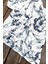 Lacivert Çiçekli Pileli Runner - Dekoratif Runner - Keten Pileli Runner 40 x 110 cm 1