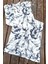 Lacivert Çiçekli Pileli Runner - Dekoratif Runner - Keten Pileli Runner 40 x 110 cm 2
