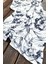 Lacivert Çiçekli Pileli Runner - Dekoratif Runner - Keten Pileli Runner 40 x 110 cm 4