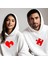 Puzzle Kalp Görselli Sevgililer Günü Slimfit Kapüşönlu Erkek Sweatshirt 7013E 2