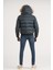 Slimfit Kürklü Kapşonlu (Kürk ve Kapşon Çıkmalı) Beli Lastikli Şişme Mont 5
