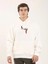 Unisex Baskılı Oversize Üç Iplik Kapüşonlu Sweatshirt - Beyaz 1