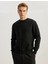 Bisiklet Yaka Dikiş Detaylı Şardonlu Pamuk Karışımlı Basic Sweatshirt 2