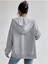 Unisex Kapüşonlu Fermuarlı Cepli Ince Penye Gri Basic Sweatshırt Hırka 2