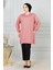 Kadın Uzun Düz Renk Basic Yuvarlak Yaka Tunik Sweatshırt 2