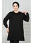 Kadın Uzun Düz Renk Basic Yuvarlak Yaka Tunik Sweatshırt 1