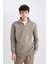 Comfort Regular Fit Rahat Kalıp Fermuarlı Dik Yaka Basic Düz Sweatshirt X7405AZ25SP 5