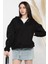 Yarım Fermuarlı Üç Iplik Şardonlu Kadın Sweatshirt 1