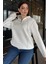 Yarım Fermuarlı Üç Iplik Şardonlu Kadın Sweatshirt 1