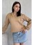 Yarım Fermuarlı Üç Iplik Şardonlu Kadın Sweatshirt 2