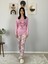 Kadın Fashion Love Desenli Pijama Takımı (Pembe) 4