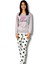 Kadın Love Motifli Kalp Desenli Pijama Takımı (Bej-Beyaz) 1
