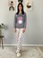 Kadın Love Motifli Kalp Desenli Pijama Takımı (Bej-Beyaz) 2