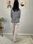 Kadın Tavşan Desenli Pijama Takımı (Gri- Beyaz) 4