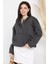 Kadın Şardonlu Kanguru Cepli Düğme Detaylı Sweatshirt 1