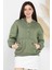 Kadın Şardonlu Kanguru Cepli Düğme Detaylı Sweatshirt 2