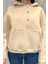 Kadın Şardonlu Kanguru Cepli Düğme Detaylı Sweatshirt 3