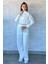 Kadın Scuba Kumaş Kabartma Yazı Baskılı Crop Top Eşofman Takımı 2