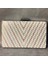 El Yapımı Bakır - Gümüş Rengi Tel Kırma Beyaz Abiye Çanta - 11 x 21 cm 3