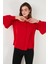 Regular Fit Dikiş Detaylı Düz Yaka Balon Kol Gömlek Bayan Gömlek 611GO00003 4