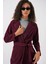 9118 Kruvaze Yaka Kaşe Kaban - Bordo 4
