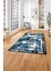Çerçeveli Modern Dijital Baskılı Yıkanabilir Kaymaz Yolluk Mutfak Salon Halısı, Çerçeveli-77-Mavi, 4