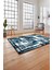Çerçeveli Modern Dijital Baskılı Yıkanabilir Kaymaz Yolluk Mutfak Salon Halısı, Çerçeveli-77-Mavi, 5