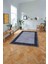 Çerçeveli Çizgi Detaylı Modern Yıkanabilir Kaymaz Yolluk Mutfak Salon Halısı,Çerçeveli-101-Lacivert, 3