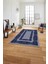 Çerçeveli Çiçek Motifli Yıkanabilir Kaymaz Yolluk Mutfak Salon Halısı, Çerçeveli-85-Lacivert, 1