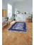 Çerçeveli Otantik Desen Detay Yıkanabilir Kaymaz Yolluk Mutfak Salon Halısı, Çerçeveli-115-Lacivert, 3