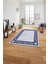 Çerçeveli Geometrik Kenarlı Yıkanabilir Kaymaz Yolluk Mutfak Salon Halısı, Çerçeveli-116-Lacivert, 1
