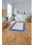 Çerçeveli Geometrik Kenarlı Yıkanabilir Kaymaz Yolluk Mutfak Salon Halısı, Çerçeveli-116-Lacivert, 3
