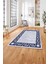 Çerçeveli Geometrik Kenarlı Yıkanabilir Kaymaz Yolluk Mutfak Salon Halısı, Çerçeveli-116-Lacivert, 4