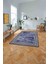 Çerçeveli Klasik Modern Baskılı Yıkanabilir Kaymaz Yolluk Mutfak Salon Halısı,Çerçeveli106-Lacivert, 3