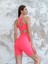 Neon Pembe Arkası Büzgülü ( Scrunch Butt ) Spor Midi Şort Tayt 1