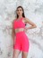 Neon Pembe Arkası Büzgülü ( Scrunch Butt ) Spor Midi Şort Tayt 2