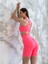 Neon Pembe Arkası Büzgülü ( Scrunch Butt ) Spor Midi Şort Tayt 3
