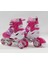 Pembe Ayarlanılabilir 2+2 Işıklı Metal Alıştırma Pateni Çanta Hediyeli Işıklı Paten 4