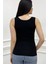 Crystal Şerit Taşlı Slim Fit Kolsuz T-Shirt Kalın Askılı Siyah Kadın Atlet 4