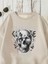 Sweatshirt Chance Moment Baskılı 3 Iplik Kalın Bej Sevgili Kombin 4