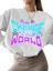 Sweatshirt Change The World Baskılı 3 Iplik Kalın Beyaz Sevgili Kombin 1