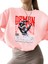 Sweatshirt Demon Claws Baskılı 3 Iplik Kalın Pembe Sevgili Kombin 1