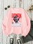 Sweatshirt Demon Claws Baskılı 3 Iplik Kalın Pembe Sevgili Kombin 3