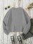 Sweatshirt Camisera Tipográfica Minimalista Baskılı 3 Iplik Kalın Gri Sevgili Kombin 2
