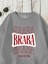 Sweatshirt Camisera Tipográfica Minimalista Baskılı 3 Iplik Kalın Gri Sevgili Kombin 4